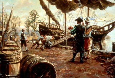 indentured servants and slaves were the first port workers, loading hogsheads of tobacco at colonial Virginia wharves Ap Us History, Indentured Servants, Virginia History, Colonial America, White Planters, Slow Life, Animated Images, Us History, World History