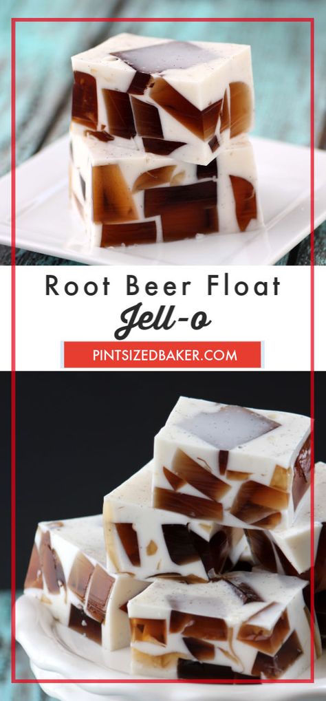 Root Beer Float Cake, Jello Mold Recipes, Jello Recipe, Real Vanilla, Jello Dessert Recipes, Gelatin Recipes, Cake Mug, Jello Desserts, Beer Float