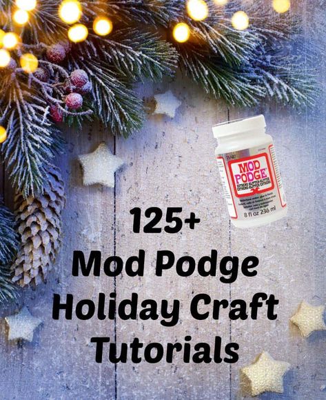 Get started with your decoupage projects for the holiday season early! Here is a huge collection of Mod Podge holiday crafts that you'll love (Christmas, Halloween, Thanksgiving, and more). Great ideas for adults and for kids to make. Christmas Crafts To Sell Bazaars, Mod Podge Pictures, Holiday Crafts Halloween, Mod Podge Projects, Diy Mod Podge, Christmas Crafts To Sell, Mod Podge Crafts, Silver Christmas Decorations, Diy Projects To Sell