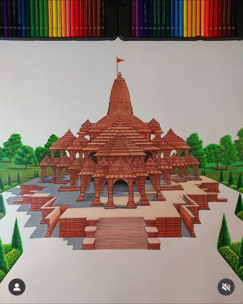 Ram Mandir Sketch, Mandir Drawing, Ram Mandir Mandala Art, Ayodhya Ram Mandir Drawing, Ram Mandir Painting, Ram Mandir Rangoli, Ram Mandir Drawing, Temple Drawing, Ganesh Art Paintings