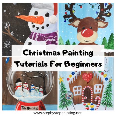 Learn to paint online with Tracie’s collection of holiday themed acrylic painting tutorials! Great for beginners and fun for the whole family! Christmas Paintings For Beginners, Christmas Diy Painting, Easy Christmas Paintings For Beginners, Easy Christmas Paintings, Kids Christmas Painting, Diy Christmas Canvas, Christmas Painting Ideas, Diy Christmas Paintings, Pin Crafts