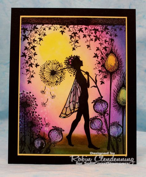 #Lavinia #cards #stamping #Fairies  Fairy Crossing by #RobinClendenning Canvas Painting For Beginners, Lavinia Stamps Cards, Fairy Silhouette, Canvas For Beginners, Silhouette Cards, Painting For Beginners, Lavinia Stamps, Beginner Painting, Silhouette Art