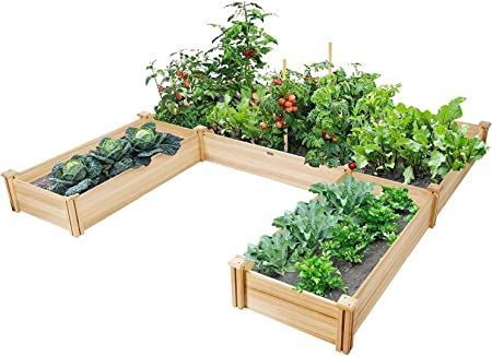 GRAFFY U-Shaped Raised Garden Bed, Wood Elevated Planter Box, Garden Container for Vegetable Flower, Outdoor Planting Bed for Grass Lawn Patio Backyard Wooden Garden Boxes, Raised Garden Planter, Garden Planter Box, Wood Raised Garden Bed, Wooden Raised Garden Bed, Elevated Planter Box, Cedar Raised Garden Beds, Elevated Gardening, Vegetable Beds Raised