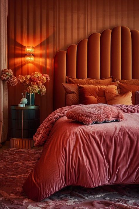 29 Dreamy Pink Bedroom Ideas for a Chic and Cozy Space 22 Pink Velvet Bedroom Ideas, Velvet Bedroom Ideas, Opulent Decor, Velvet Bedroom, Airy Bedroom, Pink Bedroom Ideas, Themed Kids Room, Pink Art Deco, Velvet Furniture