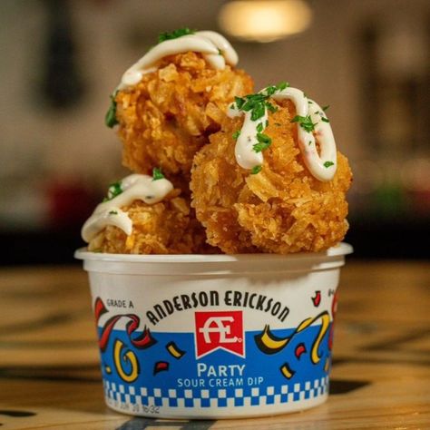 Raise your hand if you’re going to the Iowa State Fair. Raise your other hand if you’re going to try AE Party Dip Party Balls. Both hands in the air? Now wave them like you just don’t care because it’s time to party! You'll find these (one of the top 11 new fair foods for 2024) at JR's South Pork Ranch. 🎉 Only 21 days and we’ll see you at the fair! #AEPartyDip #AEPartyDipPartyBalls These hand-made shredded potato, cheese, and bacon balls are stuffed with AE Party Dip and rolled in crunchy pot... Bacon Balls, Dip Party, Fair Foods, Potato Cheese, Iowa State Fair, Party Dip, Party Dips, Hands In The Air, Raise Your Hand If