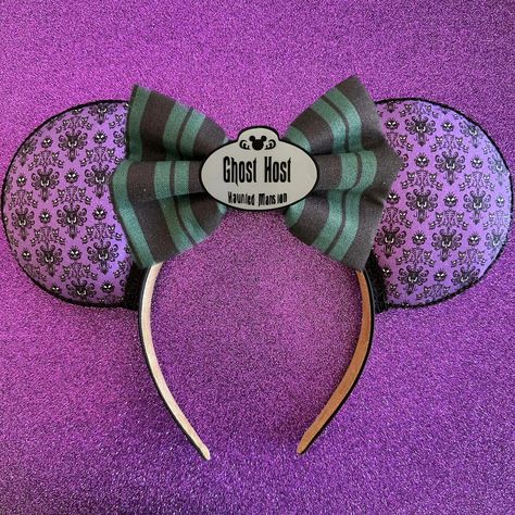 Haunted Mansion Ears for Foolish Mortals and Ghost Hosts - Fashion - Haunted Mansion Ears, Haunted Mansion Disney, Foolish Mortals, Disney Bows, Mickey Balloons, Disney Haunted Mansion, How To Make Headbands, Sequin Bow, Disney Ears