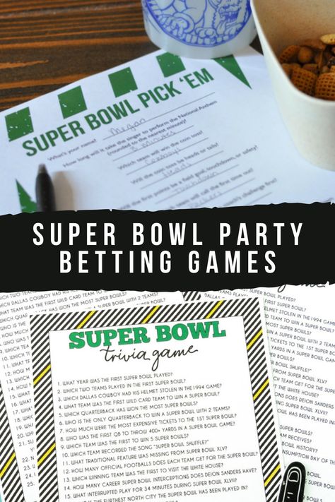 Touchdown Super Bowl Party Betting Games - Fun Party Pop Super Bowl Betting Games, Super Bowl Bingo Cards, Super Bowl Trivia, Super Bowl Bingo, Superbowl Party Games, Superbowl Game, Home Party Games, Bowl Ideas, Super Party