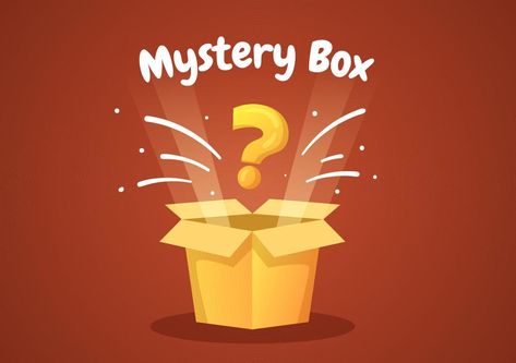 Mystery Gift Box with Cardboard Box Open Inside with a Question Mark, Lucky Gift or Other Surprise in Flat Cartoon Style Illustration Glamorous Jewelry, Lucky Gifts, Surprise Box, Swarovski Crystal Beads, Mystery Box, Adult Costumes, Cardboard Box, Cartoon Styles, The Box