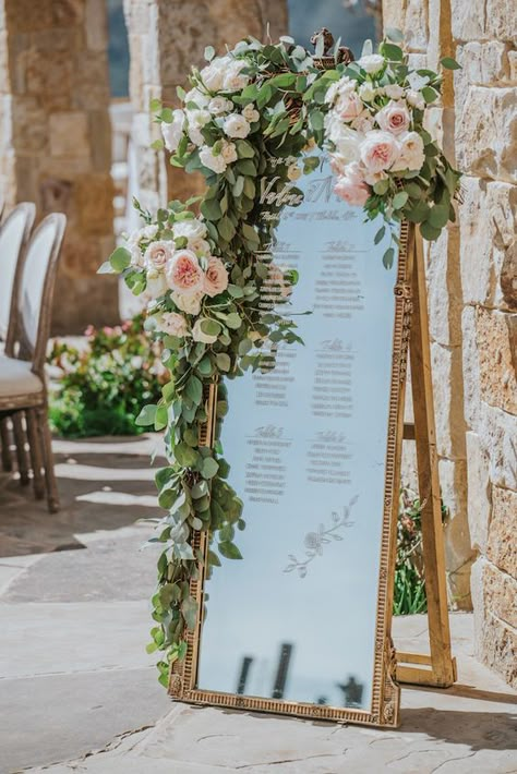 Don't underestimate the effect of decorative signage at any corner of your wedding. Link in bio for our best picks on a variety of signage. Mirror With Flowers, Flowers Australia, Wedding Mirror, Malibu Wedding, Tuscan Wedding, Seating Plan Wedding, Diy Wedding Flowers, Tuscany Wedding, Seating Plan