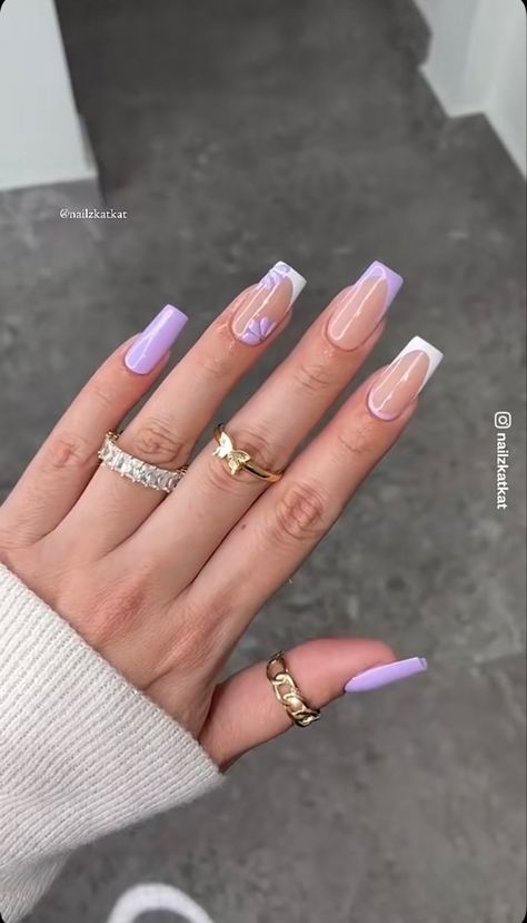 Spring Nails Aesthetic, Fairy Nail Art, Elegant Touch Nails, Summer Nail Ideas, Lilac Nails, Purple Acrylic Nails, Nails Yellow, Purple Nail Designs, Simple Gel Nails