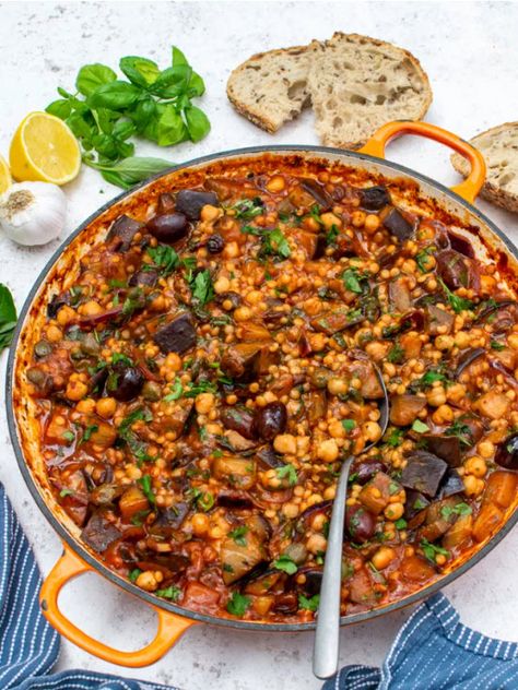 Eggplant Couscous Recipe, Pearl Couscous Recipes, Summer Mediterranean, Couscous Recipe, Pearl Couscous, Onion Vegetable, Cooking Mama, Eggplant Dishes, Nut Free Recipes