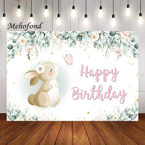 Rabbit Birthday Decorations, Bunny Backdrop Party Ideas, Bunny Birthday Backdrop, Easter Bunny Photo Backdrop, Bunny Backdrop, Rabbit Invitation Template, Decoration Backdrop, Grass Backdrops, Butterfly Decoration