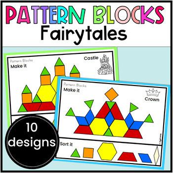 This collection of 10 Fairytale Pattern Block mats and task cards will support your learners as they learn to identify, sort, flip, rotate and turn shapes. Great as part of a castle, medieval, or fairytale theme topic!How challenging is it?There are three levels of difficulty so you can tailor the activities to your learners:full-size color and ink saver version for practicing matchingtask cards for learners to put the shapes together without a matoutline version for those that need an extra cha Fairytale Ball Kindergarten, Back To School Pattern Block Mats, Fairy Tale Crafts Kindergarten, Castles Preschool Activities, Fairy Tales Preschool Theme, Fairy Tale Preschool Theme, Preschool Fairy Tale Activities, Fairytale Activities For Preschool, Fairy Tale Preschool