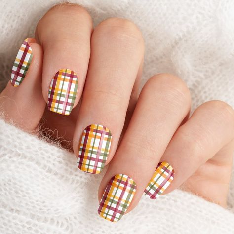 Earthy Orange and Maroon Plaid Fall Nail Wraps Turquoise Nail Art, Autumn Nail Designs, Plaid Nail Designs, Plaid Nail Art, Fall Nail Ideas, Latest Nail Designs, Turquoise Nails, Autumn Nail, Fall Gel Nails