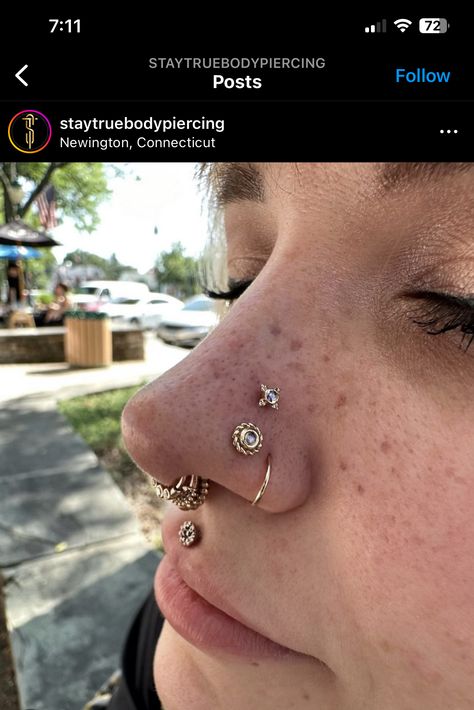 Stretched Septum Stacked, Earring Setup, Septum Stack, Stacked Septum, Philtrum Jewelry, High Nostril Piercing, Septum Nose Piercing, Stretched Septum, Cute Nose Piercings