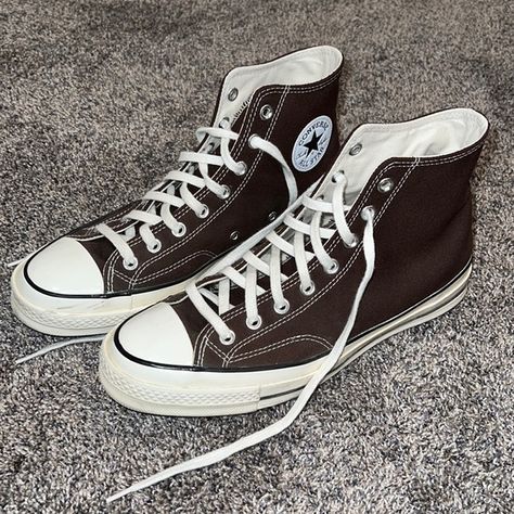 Converse Chuck 70s high tops Dark Root Dark Root Converse, Short Converse, Converse Chuck 70s, Converse 70, 70s Converse, Chuck 70s, Brown Converse, Dark Roots, A Year Ago