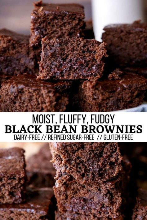 Healthy Black Bean Brownies, Flourless Black Bean Brownies, Vegan Black Bean Brownies, Sugar Free Brownies, Dairy Free Brownies, Brownie Recipes Healthy, Black Bean Brownies, Bean Brownies, Bean Cakes