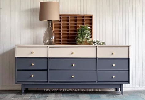 Millstone and Queenstown Gray Dresser | General Finishes Design Center White Painted Dressers, Gray Dresser, Painted Furniture For Sale, Vintage Painted Furniture, General Finishes Milk Paint, Grey Dresser, General Finishes, Furniture Refinishing, Painted Dresser