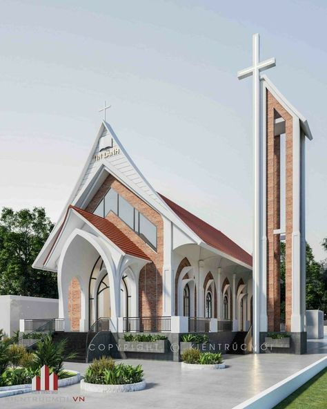 Contemporary Church Design, Ecumenical Church, Modern Church Design, Church Building Plans, Church Exterior, Church Design Architecture, 3 Storey House Design, Church Building Design, Building Design Plan