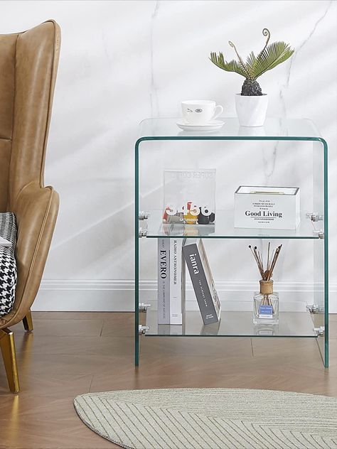 Room Nightstand, Glass Bedside Table, Glass Nightstand, Small End Table, Glass Side Table, Small End Tables, Bedside Tables Nightstands, Innovative Furniture, Glass End Tables