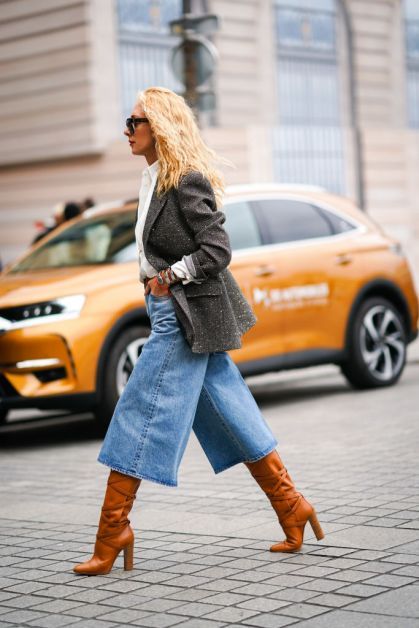 Culottes Outfit, Casual Chique Stijl, Stile Casual Chic, Chique Outfit, Elle Fashion, Denim Outfits, Looks Chic, Inspiration Mode, Street Style Outfit