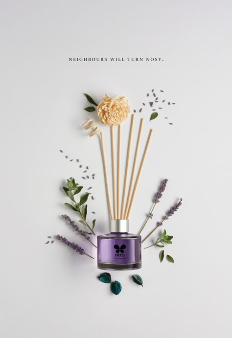 Diffuser Photography Ideas, Home Fragrance Photography, Candle Advertising Ideas, Advertisement Photography, Reed Diffuser Packaging, Fragrance Ad, Fragrance Photography, Lavender Orange, Rose Lavender