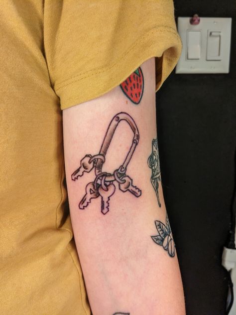 tattoo by @boreal.cowboi.tats in austin Carabiner Tattoo, Tattoos Inspo, Key Tattoo, Body Is A Temple, Body Modifications, Body Mods, Pretty Tattoos, Tattoos And Piercings, I Tattoo