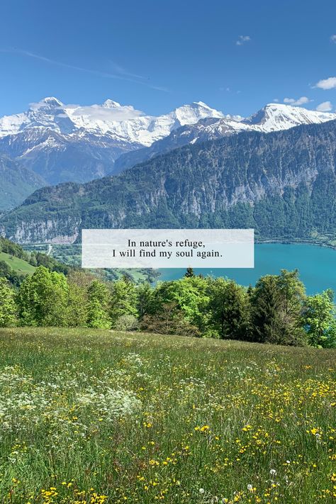 Quote: Ease Into Your Goals LLC ||||| Photo: View of Lake Thun from Beatenberg, Interlaken, Switzerland [ #quotes #sayings #words #diary #poetry #micropoetry #nature #soul #travel #adventure #peace #serenity #Godsbeauty #selfreflection #growth #escape #refuge #safety #release #stressrelief ] Nature Escape Quotes, Escape To Nature Quote, Escape Quotes Travel, Lake Quotes For Instagram, Mountain View Quotes, Switzerland Quote, Yellowstone National Park Camping, Hiking Quotes Adventure, Lake Captions