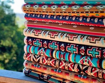 Western Fabric | Etsy Southwestern Upholstery Fabric, Native American Style Outfits, Native American Quilt Patterns, Native American Inspired Fashion, American Quilts Patterns, Aztec Quilt, Southwest Fabric, Western Fabric, Native American Quilt