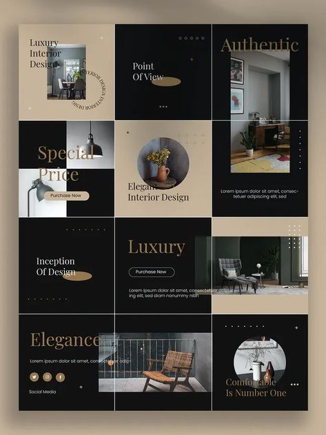 Instagram Grid Layout, Instagram Grid Design, Inmobiliaria Ideas, Instagram Puzzle Template, Interior Design Instagram, Instagram Design Layout, Instagram Branding Design, 포트폴리오 레이아웃, Real Estate Marketing Design