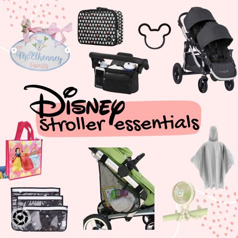 Our must haves in our stroller for Disney World.. besides the diaper bag, of course! Decorating Stroller For Disney, Stroller Organization For Disney, Disney Stroller Organization, Stroller Decoration For Disney, Stroller Identifier For Disney, Disney Stroller Hacks, Disney Stroller Decoration, Stroller For Disney World, Disney World Stroller