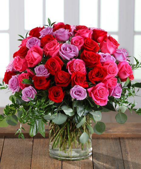 vrose bestsellerrose bestsellerpink, V2021 vromance, valwc mf2021 mr2021,valdel,val14,mdd, val13  Farm-fresh luxury Ecuadorian Mountain Roses in favorite red, pink & lavender colors, accented with beautiful, lush greens. Create a truly impressive flower bouquet she will love!  Presented in an elegant glass vase featuring:   	Scented California Eucalyptus 	Italian Ruscus  	Lemon Leaf Luxury Flower Arrangement, Atlanta Buckhead, Orchid Corsages, Happy Birthday Bouquet, Flower Dictionary, Poinsettia Care, Pink And Red Roses, Pink Flower Arrangements, Luxury Bouquet