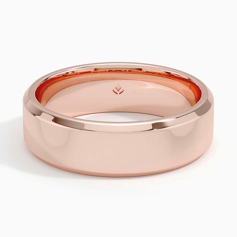 Men's 14K Rose Gold Tiburon 6.5mm Wedding Ring. The sleek design of this high polish 6.5mm band features beveled edges and a rounded inside edge for increased comfort. Gold Mens Wedding Band, Rose Gold Mens Wedding Band, Wedding Band Yellow Gold, Wedding Band Men, Rose Gold Mens Ring, Ring Style Guide, Mens Wedding Bands Unique, Tacori Engagement Rings, Wedding Band Styles