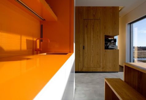 orange pantry Orange Pantry, Office Kitchenette, Pantry, Orange, Color, Design