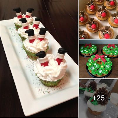 Inner Foodie - Get ready to feast your eyes on 45 festive... Santa Claus Cupcake, Santa Claus Cupcakes, Snow Cupcakes, Santa Cupcakes, Bakery Cupcakes, Cupcake Pictures, Fruit Cakes, Ideas Navideñas, Food Party