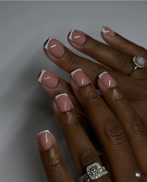 Short Square French Nails, Military Nails, White Tip Acrylic Nails, Mothers Days, Overlay Nails, Red Gel Nails, Short Gel Nails, Ombre Acrylic Nails, Gelish Nails