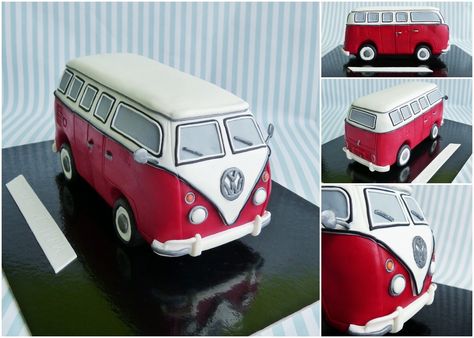 Camper Van Cake, Bus Cake, Make Birthday Cake, Car Themed Parties, Combi Volkswagen, Mini Tortillas, Sculpted Cakes, Cake Central, Car Cake