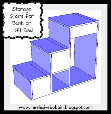 The Elusive Bobbin: Free Storage Stairs Plans for a Loft Bed Loft Bed Stairs, Cargo Camper, Stairs Diy, Storage Stairs, Boy Bed, Stair Plan, Bunk Bed Plans, Diy Loft Bed, Bed Stairs