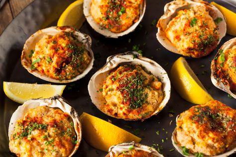 Clams Casino Stuffies Recipe, Baked Clams Recipe, Clams Oreganata, Oreganata Recipe, Baked Clams Oreganata, Baked Clams, Clams Recipe, Clams Casino, Fried Clams