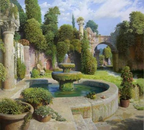 GARDEN Star Wars Planets, Fantasy Places, Great House, Princess Of Power, Beginner Painting, Russian Art, Painting Inspiration, Secret Garden, Art Projects