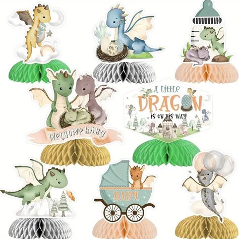 Centerpieces Table Decor - Temu Dragon Baby Shower, Baby Decorations, Dragon Table, Knight Party, Dragon Decor, Baby Shower Decoration, Dragon Knight, Honeycomb Paper, Little Dragon