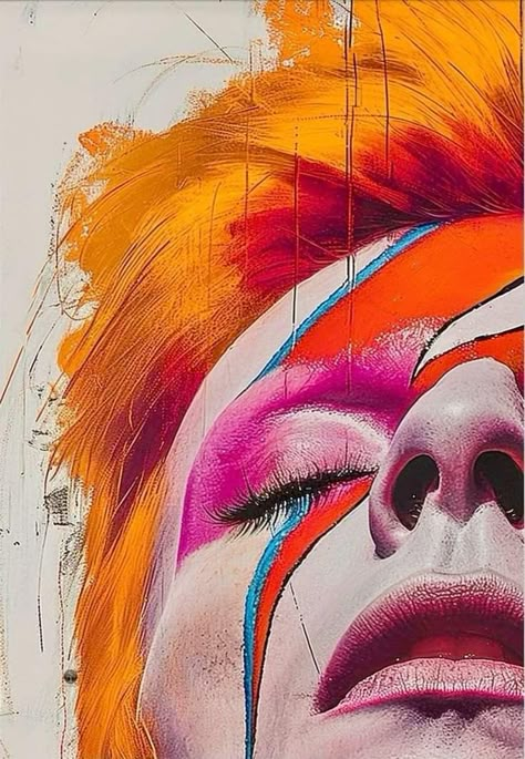 David Bowie Fashion, David Bowie Tribute, Musician Portraits, David Bowie Art, David Bowie Ziggy, Musician Art, Bowie Art, Color Burst, Extreme Close Up