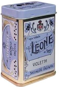 Leone Violet Pastilles Tin Gourmet Sweets, Ice Cream Brands, Italian Ice, Gum Arabic, Box Packaging Design, Tea Tins, Tea Packaging, Container Flowers, Vintage Tins