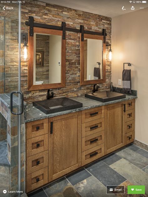 Bathroom Remodel Plans, Full Bathroom Remodel, Rustic Bathroom Vanities, Cabin Bathrooms, Rustic Bathroom Designs, Bathroom Farmhouse Style, Bathroom Redesign, Small Bathroom Ideas Modern, Rustic Bathrooms