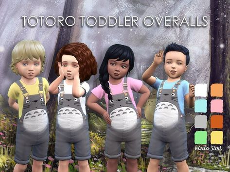 Totoro Toddler Overalls - The Sims 4 Catalog Mods Sims 4, Sims 4 Toddler Clothes, Sims Baby, Sims 4 Cc Kids Clothing, Toddler Overalls, Sims 4 Studio, Sims 4 Anime, Sims 4 Children, Sims 4 Mm