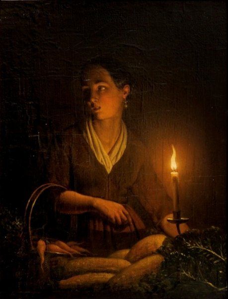 The thing about candles is that they actually create very little light. In the movies they make it look like a few candles will illuminate an entire room. In truth, a candle creates more shadow than light. Petrus Van Schendel, Candle Light Room, 18th Century Paintings, Moonlight Painting, Illumination Art, Painted Candles, Dramatic Lighting, Night Market, Arte Animal