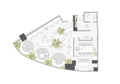 Gallery of A Hidden Garden Behind the Concrete Walls / Muxin Design - 15 Open Workstation Design, Linear Floor Plan, Exhibition Floor Plan Layout, Event Space Floor Plan, Lobby Plan Architecture, Cafeteria Floor Plan, Office Plan Design, Art Gallery Floor Plan, Open Office Floor Plan