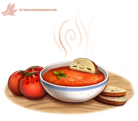 Daily Paint #1083. Tomato Soup by Cryptid-Creations.deviantart.com on @DeviantArt Soup Art, Piper Thibodeau, Chibi Food, Fruit Animals, 귀여운 음식 그림, Food Cartoon, Rick Y Morty, Cute Food Drawings, Daily Painting