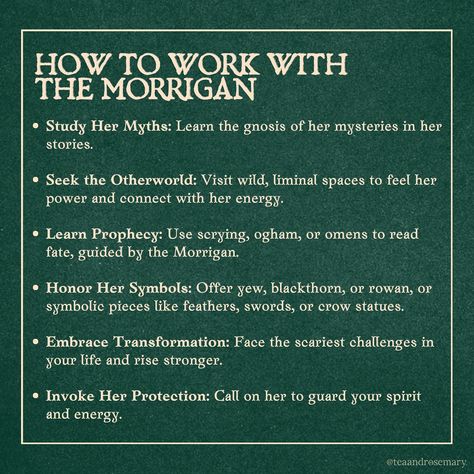 The Morrigan: Warrior. Seer. Queen of Chaos. 🖤 She’s not just an Irish goddess—she’s the battlefield embodied. Her crows don’t just watch; they decide the outcome. Her prophecies aren’t warnings; they’re destiny. Did you know? The Morrigan doesn’t just predict outcomes—she creates them. In the heat of war, she drives warriors into a frenzy, fighting like there’s no tomorrow.🌪️ ✨ Her symbols: Crows, wolves, cauldrons, swords, and even eels. Which one resonates most with you? ✨ Her message: ... Celtic Goddess Morrigan, Working With The Morrigan, Wicca Deities, Morrigan Deity, Witch Prayers, The Morrigan Goddess, Morrigan Goddess, Lillith Goddess, Inanna Goddess