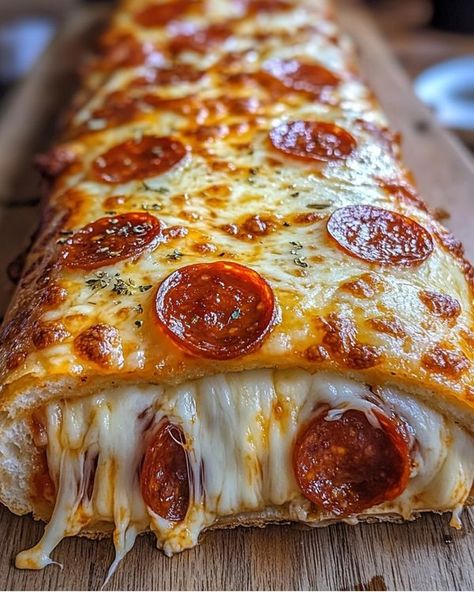 Everything Grandma | Tremendous Cheesy Pepperoni Stromboli | Facebook Italian Food Pizza, Pepperoni Meals, Refrigerated Pizza Dough Recipes, Stromboli Filling Ideas, Stromboli Bread, Stromboli With Pizza Dough, Pepperoni Cheese Rolls, Stromboli Recipe Pepperoni, Pepperoni Stromboli